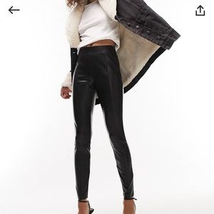 NWOT - TopShop Black Faux Leather Leggings - Size 12